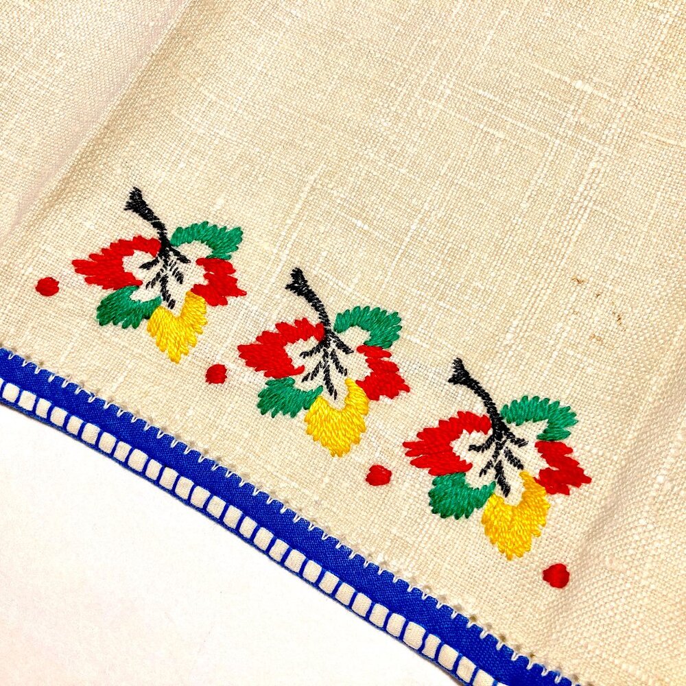 Set of 3 Vintage 100% Linen Hand Towels w Embroidery - Picture 3 of 8
